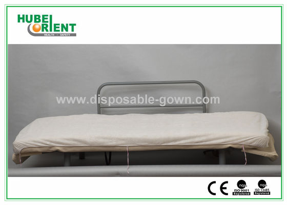 Single Use Non Woven Disposable Bed Sheets with Round Elastic Rubber , White / Blue Color