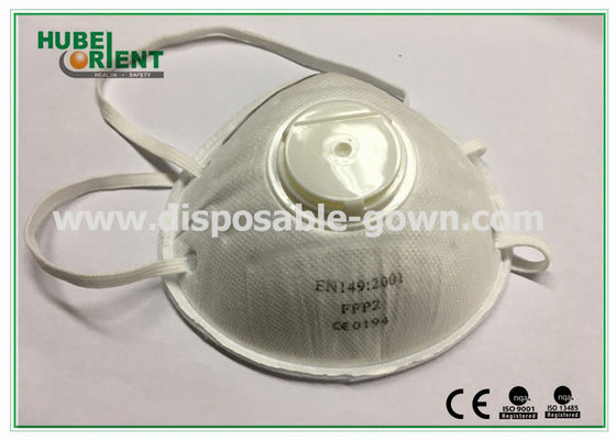 White Disposable Dust Proof Cone Face Mask 4- Ply With Valve , PP FFP Materials