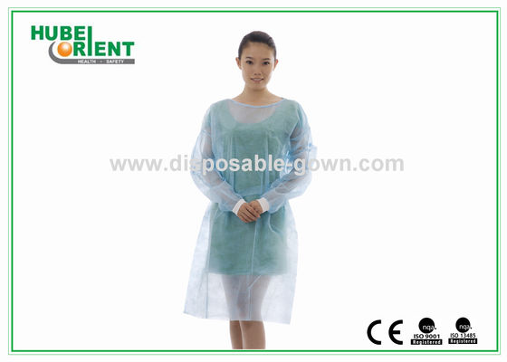 Light Blue Breathable Disposable Use Protctive Isolation Gowns With Knitted Wrist