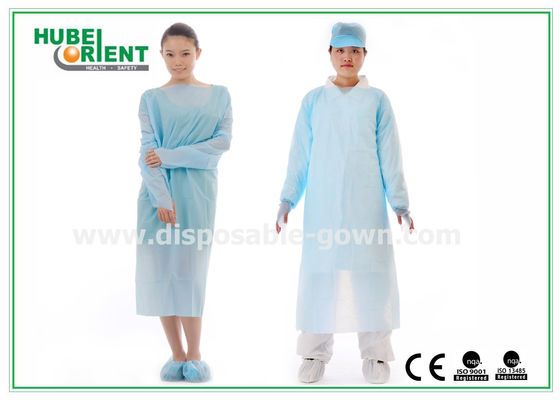 Blue Disposable use CPE Protective Gown/Medicla use CPE gown with Thumb cuffs for medical environment