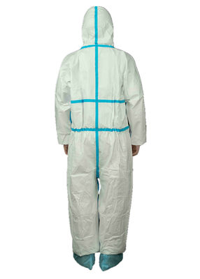 Anti-Static Type4/5/6 Blue Striped MP Disposable Chemical Coverall With 2-Pieces Elasticated Hood