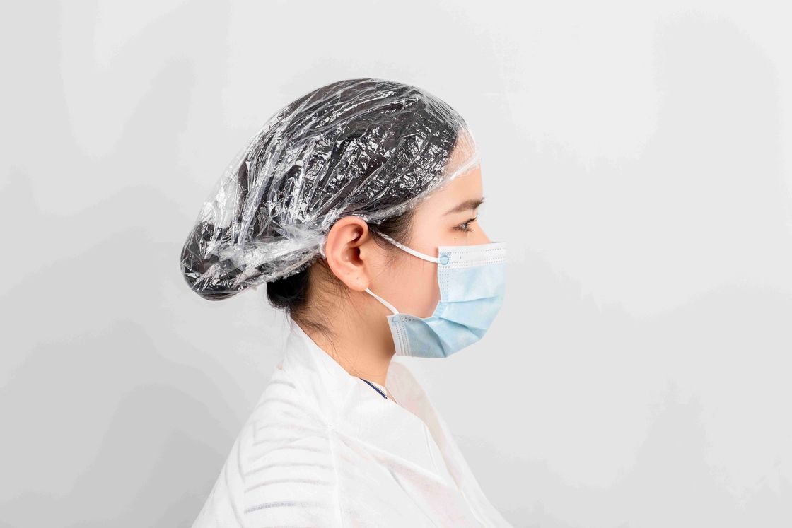 Latex-Free Elastic Disposable PE Plastic Shower Cap For Hotel/Factory/Home
