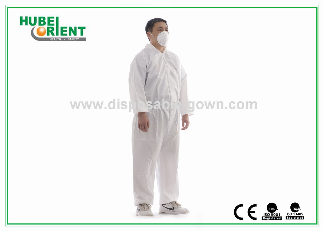 Disposable Protective Coverall With Hood Custom Size Waterproof Unisex MP/SMS Coverall