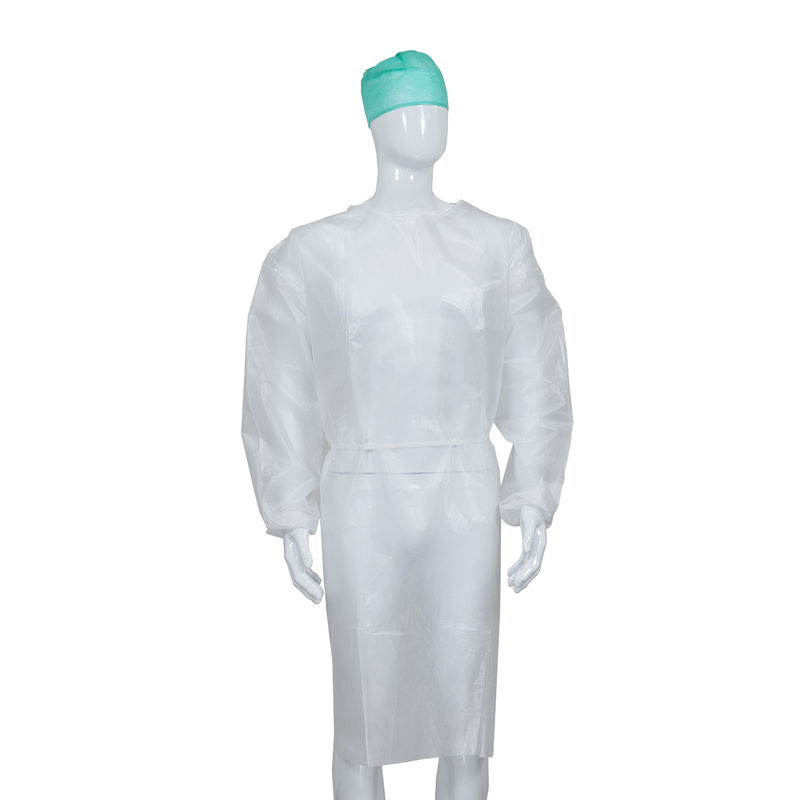 Level 2 Disposable Medical PP / SMS / PP PE Isolation Gown With Elastic Knitted Wrist
