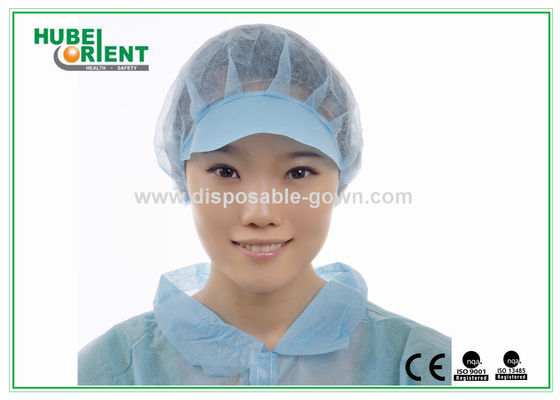 ISO9001/ISO13485 Non Woven PP Round Disposable Bouffant Cap With Peak