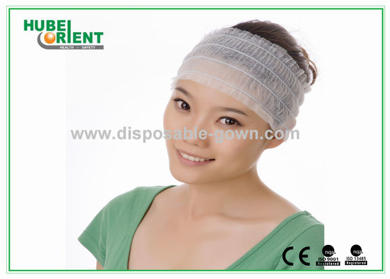 White Non-Woven Elastic Disposable Hair Band / Head Band Latex Free