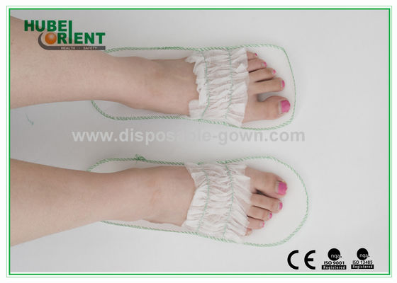 Comfortable White Disposable Hotel Slippers with Lace Part Top