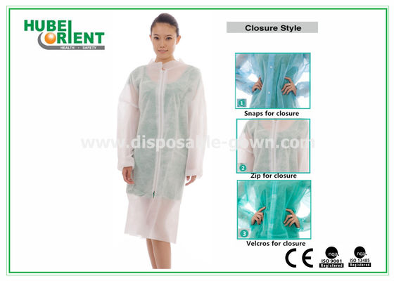 Protective Clothing PP Disposable Lab Coats For Laboratory With Zip closure