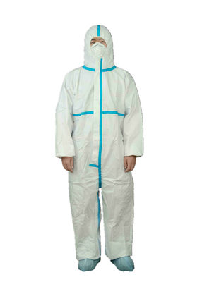 CAT.III Type 4/5/6 Disposable Coverall With Blue Tape Anti Static MP Chemical Clothing
