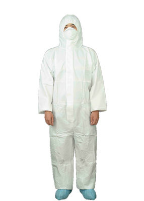 PPE Clothing Type 5/6 Breathable Disposable Microporous Film Coverall With Hood