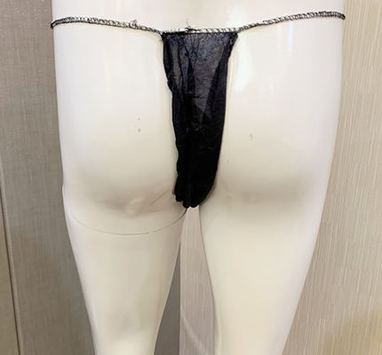 28gsm Man Black Disposable T Back Nonwoven PP Underwear With Elastic