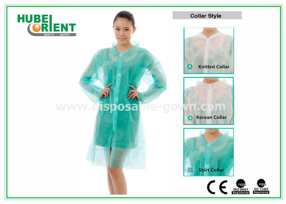 ISO13485 Elastic Wrist Disposable Lab Coats With Velcro Closure