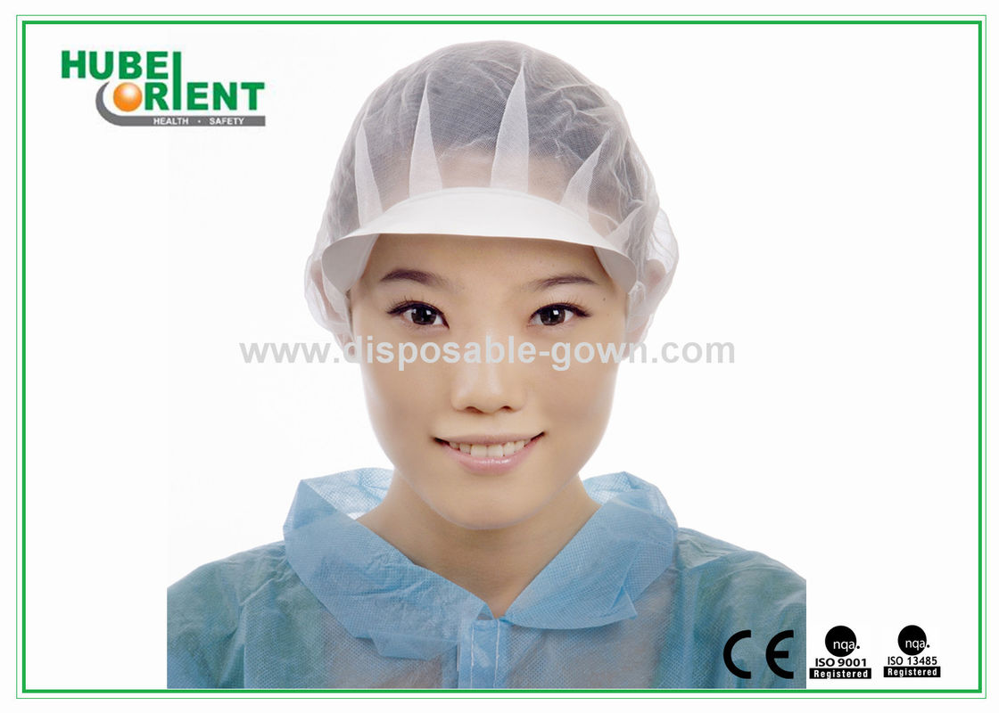 Non-Woven Disposable soft  Bouffant Caps With Peak Round Hairnet Cap for food industry