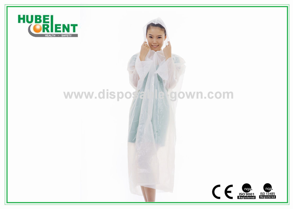 Polythene White / Transparent Disposable Raincoats For Women In Factory or workshop use