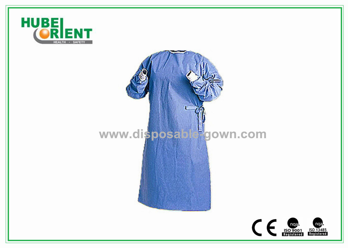Ultrasonic Seal PP/SMS Medical Gowns Disposable With Knitted Cuff For Hospital/Clinic