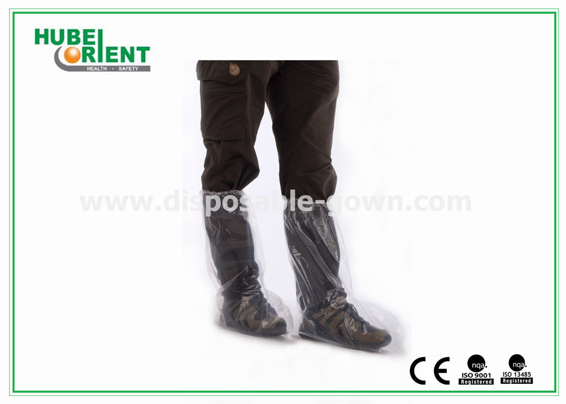 Transparent Breathable Waterproof Disposable Use PE Boot Cover With Elastic At Opening