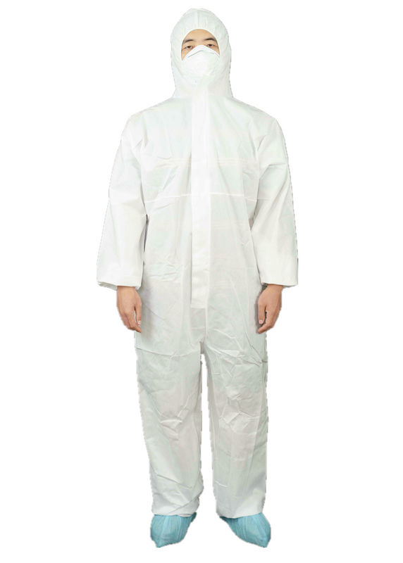CE Type 5/6 SMMS Nonwoven Disposable Chemical Protective Coverall Anti Static