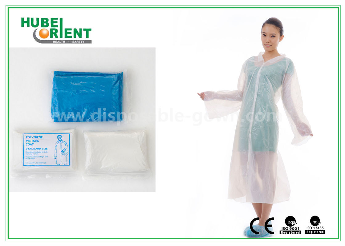 Waterproof Disposable PE Visitor Coat/Transparent Plastic PE Disposable Visitor Coats