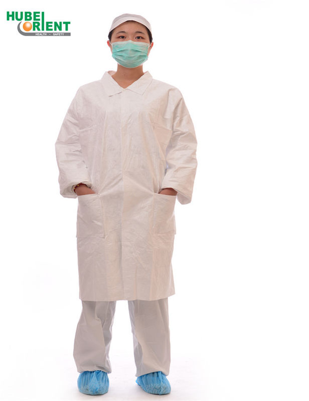 Breathable Tyvek Disposable Lab Coats With Shirt Collar